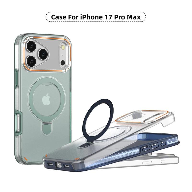 3-в-1 Для Magsafe Магнитное Металлическое Кольцо-подставка Матовый Чехол Для iPhone 17 Air 16 15 14 Plus 12 13 17 Pro Max 16e Защитная Крышка