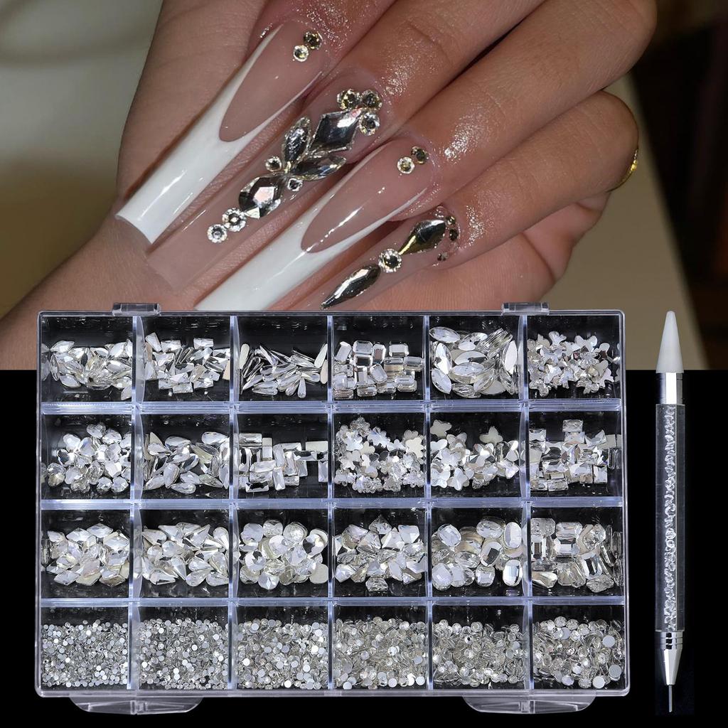 24 Grid Nail Art Diamond Box Special-Shaped Diamond Nail Jewelry Nail Art Set