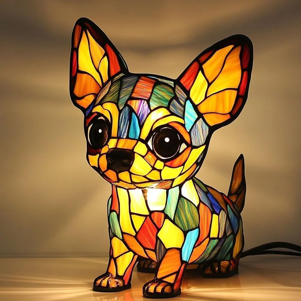 Витражная лампа в виде корги, ночник с изображением собак и кошек, подарки для бассет-хаундов, витражная лампа с изображением кошек, винтажный ночник с изображением животных для домашнего декора