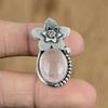 Natural Rose Quartz Gemstone 925 Sterling Silver Pendant Flower For Girls