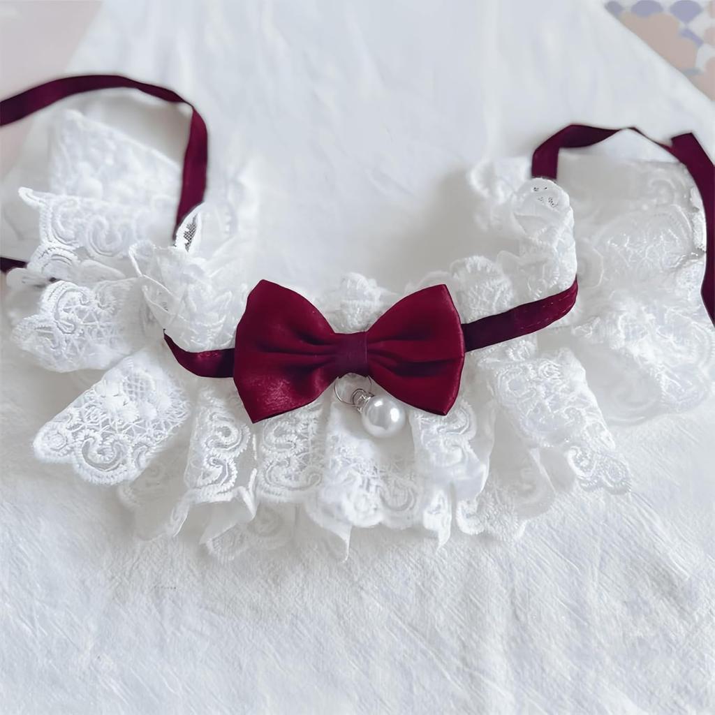 Cute Cat Bow Collar Breakaway Floral Aesthetic Cats Bowtie Collar Bow Tie with Bell for Indoor Cats Kitten and Small Dogs Puppies (Pink, M (7-11lbs))