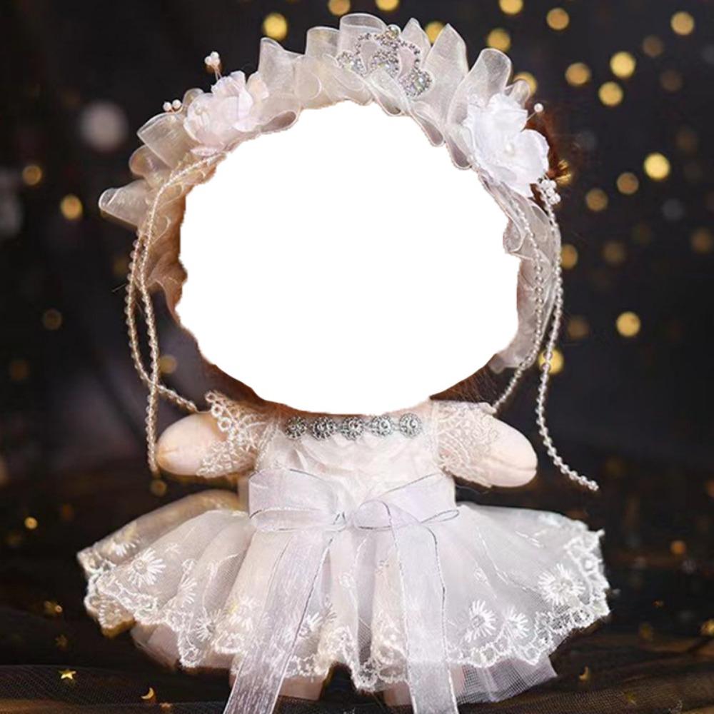 Wedding Dress Cotton Doll Outfit Dress 20cm Doll Flower Dress  DIY Keychain Pendant