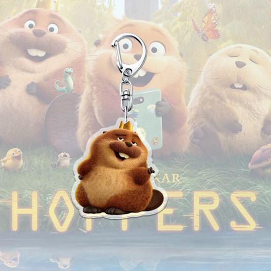 1/6Pcs Keychain Transparent Acrylic Finish Lightweight Keychain Cartoon Beaver Design Expressive Character Key Holder Bags Phone