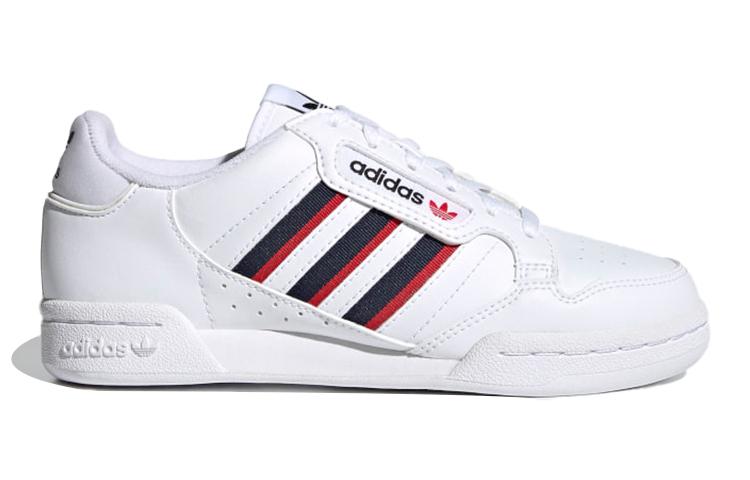 adidas Оригинальные Continental 80 Удобные Устойчивые к истиранию Низкие Детские Кроссовки для скейтбординга Белый Красный Синий Унисекс FX6088