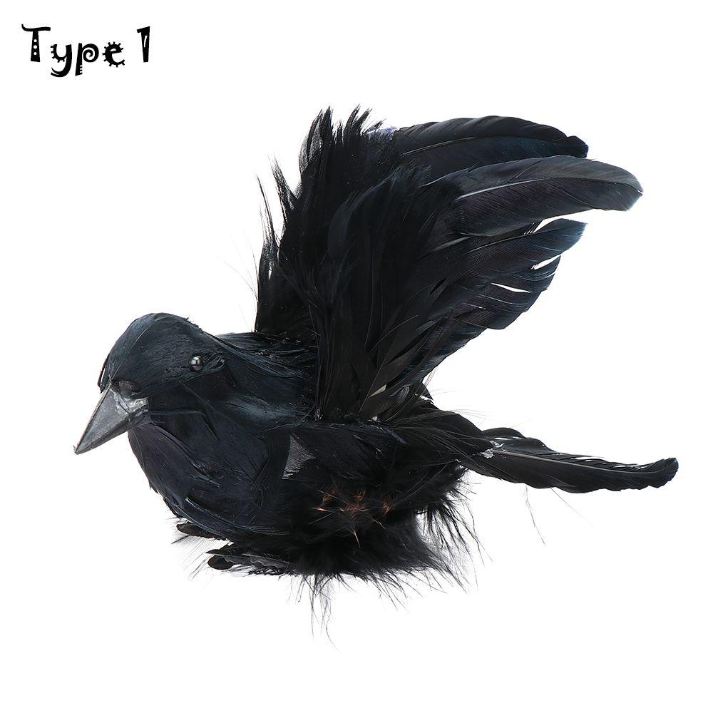 Model Party Event Supplies Artificial Crows Halloween Ornament Lifelike Black Bird Feathered Raven
