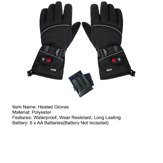 1 пара перчаток с подогревом, водонепроницаемые зимние теплые перчатки с регулируемой температурой и сенсорным экраном на батарейках
