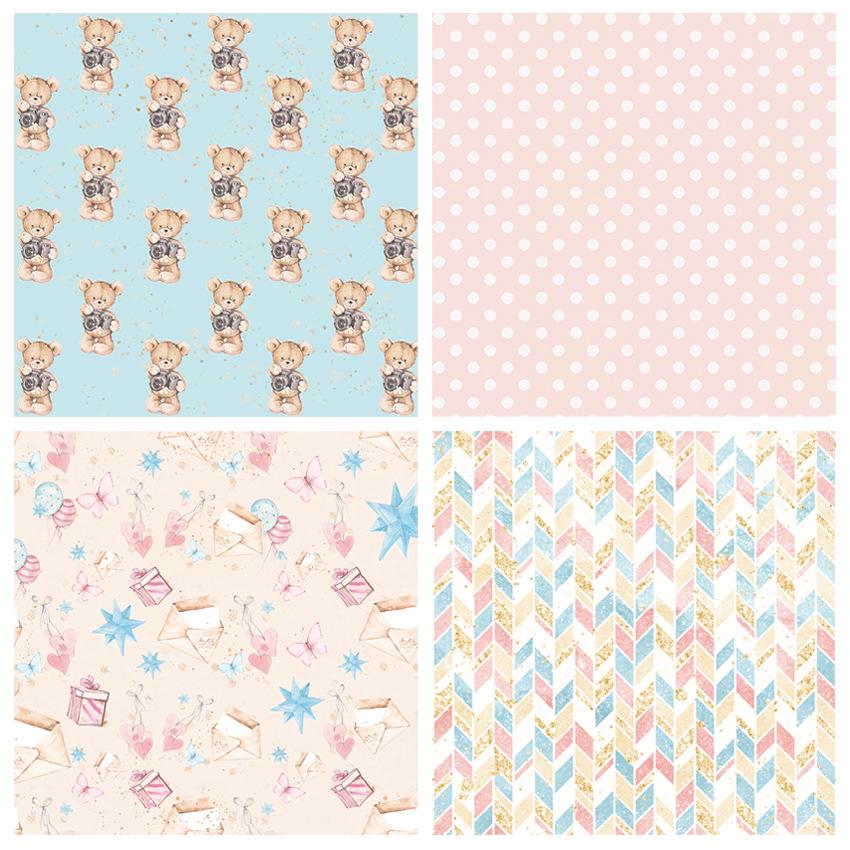 Бумага для скрапбукинга в стиле «Медвежонок» в детском стиле, упаковка из 24 листов, крафт-бумага ручной работы, фоновый коврик для рукоделия