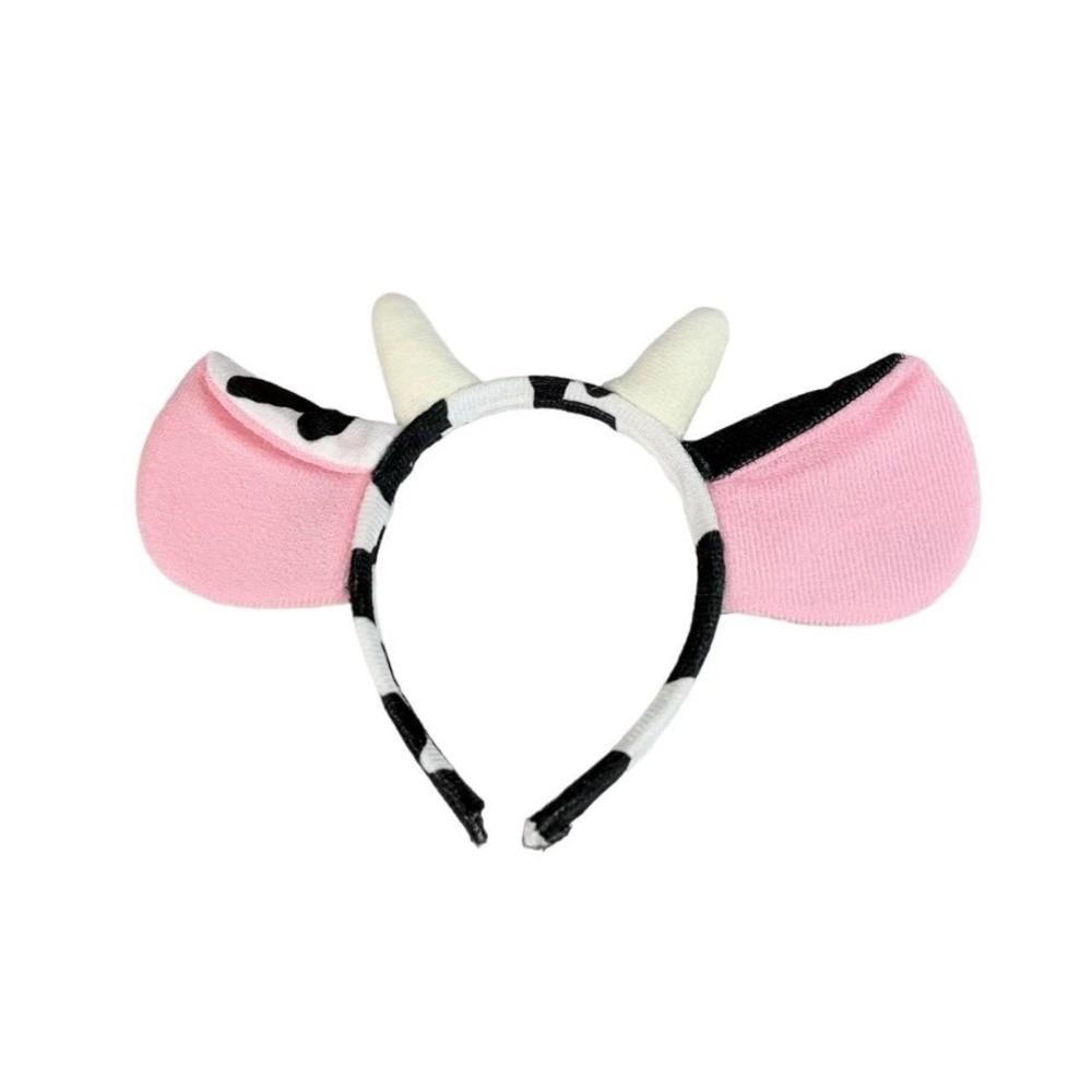 Hair-Pressing Animal Ears Hair Hoop Non-Slip Dairy Cow Hairband Funny Cow Horn Headband Photo Prop
