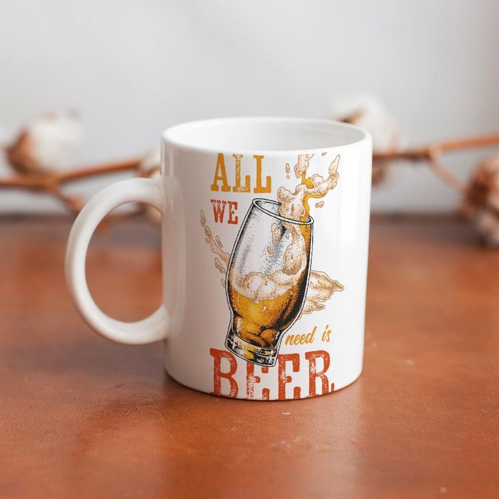 1 шт. 11 унций Белая керамическая кружка с двусторонним принтом для любителей пива, Забавная чашка для ежедневного питья, Идеальный подарок для друзей, коллег или семьи