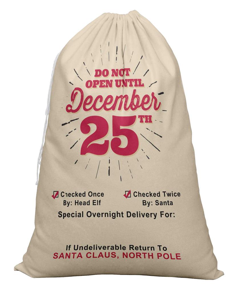 Printtoo 2 шт. Большие мешки Санты с завязками на шнурке, холщовые рождественские подарочные пакеты для детей, Рождество 27x20 дюймов