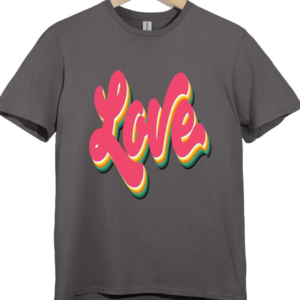 Love T Shirt Retro Script Text Graphic Tee Vintage Casual Streetwear Top