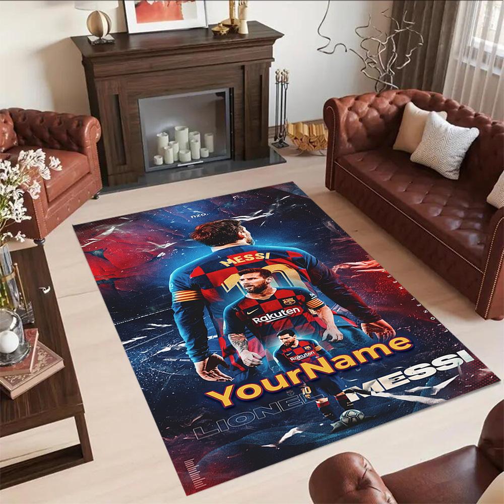 Messi 400 Customize Your Name Area Rug Perfect for Study room Kitchen Entryway Playrooms Antislip Carpet Decorate Offices