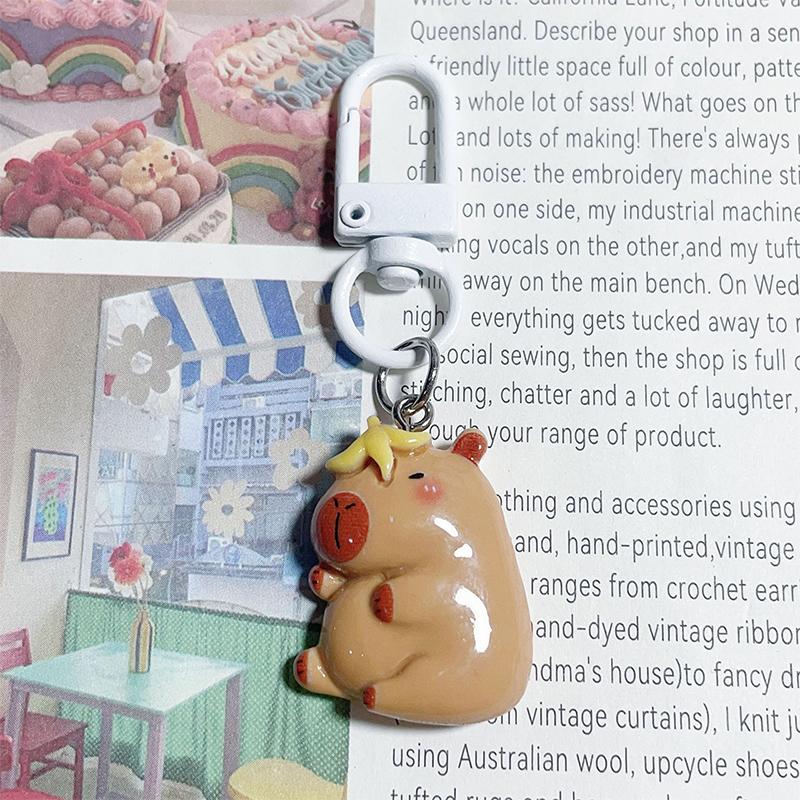 Брелок из смолы Capybara, забавная подвеска для сумки Capybara, милый забавный брелок для ключей с изображением животных, милые аксессуары для ключей