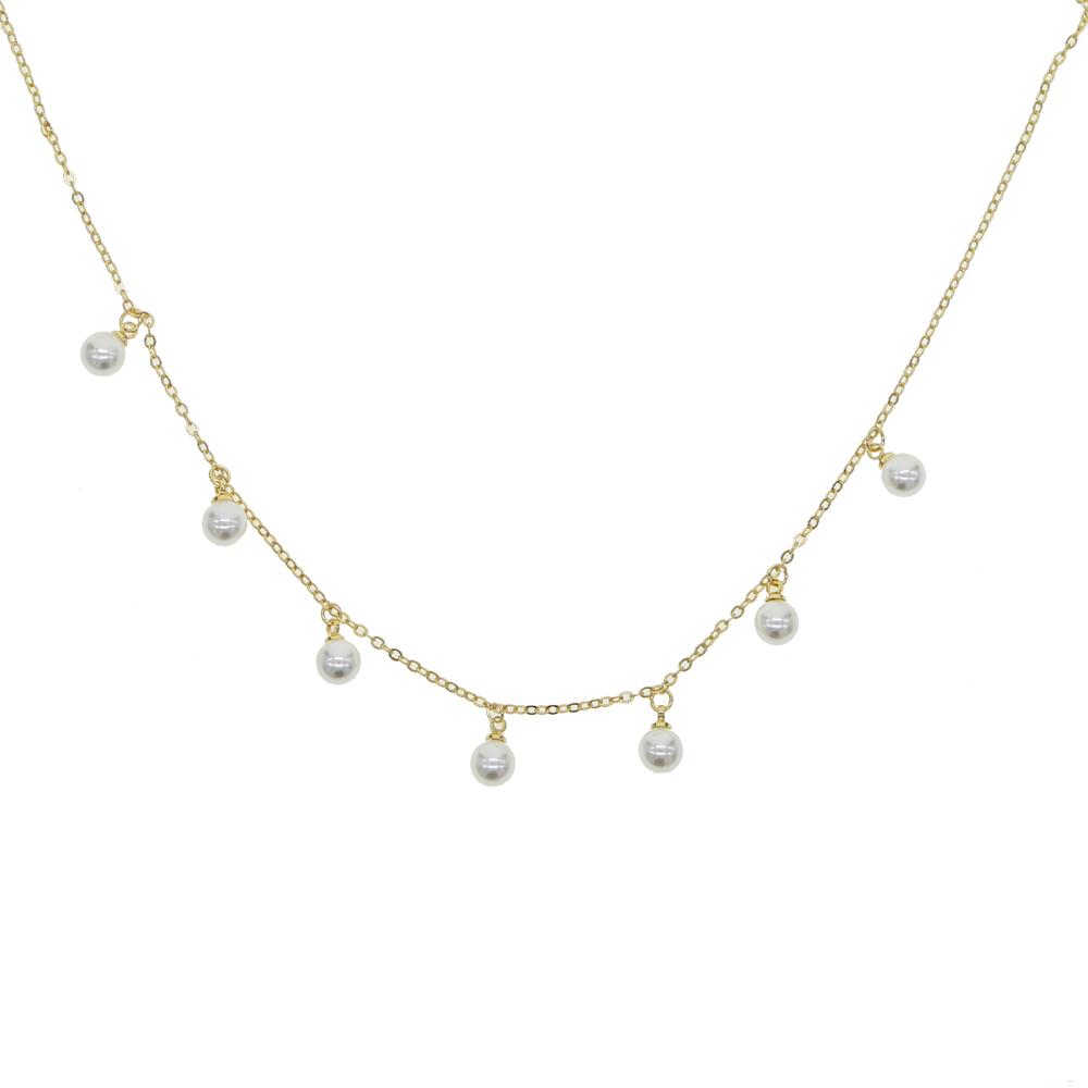 Fresh Pearl Beaded Charm Choker Necklace for Women Summer Gift Jewelry