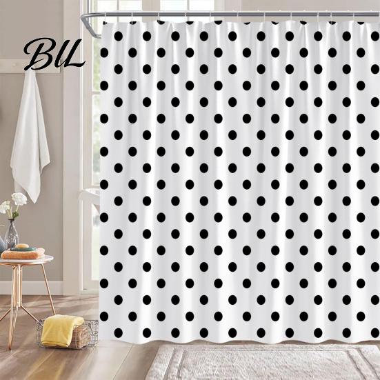 Decorative Shower Curtains for Tub Polka Dot Curtain with Hooks, Waterproof Fabric Bathroom Curtain, Retro Bath Quick Dry Stall Bathtub Decor,