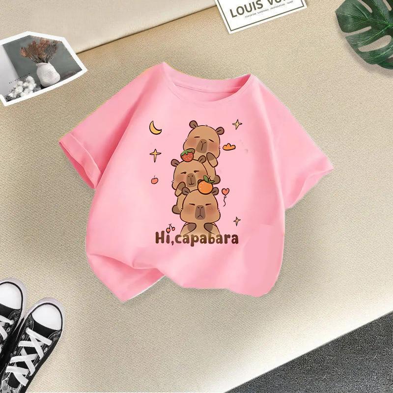 Children's Casual Short-sleeved T-shirt - Summer Boys' And Girls' Loose Capri Ballo T-shirt
