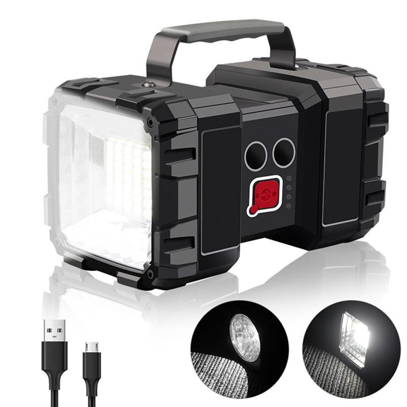 Bright Double Head Handheld LED Spotlight Flashlight Searchlight Waterproof Rechargeable Floodlight LED Work Light Outdoor Hiking Camping Lantern