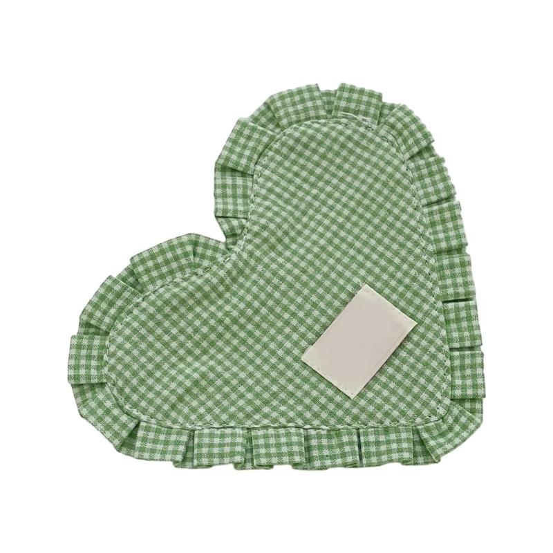 Meal Mat Heart Shape Checked Cotton Placemat Heat Insulation Pad For Family Living Room Meals Mat