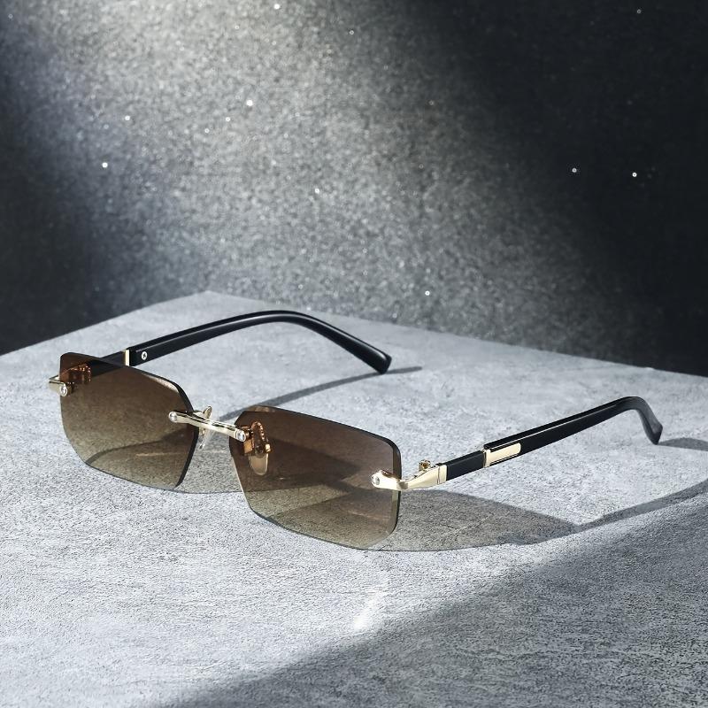 Модные ретро квадратные унисекс безободковые солнцезащитные очки с защитой от УФ-лучей, уличный стиль, универсальный дизайн, стройнящие, для мужчин и женщин