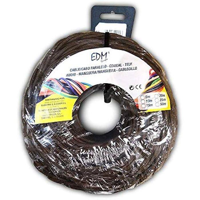 Câble parallèle Textile tressé - EDM - Marron - 3 x 2,5 mm - 5 m - Idéal bricolage