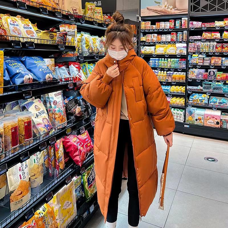 Новое модное осенне-зимнее женское зимнее пальто с капюшоном и большим карманом, глянцевое длинное теплое пальто, женская куртка-пуховик, ватное пальто с хлопковой подкладкой