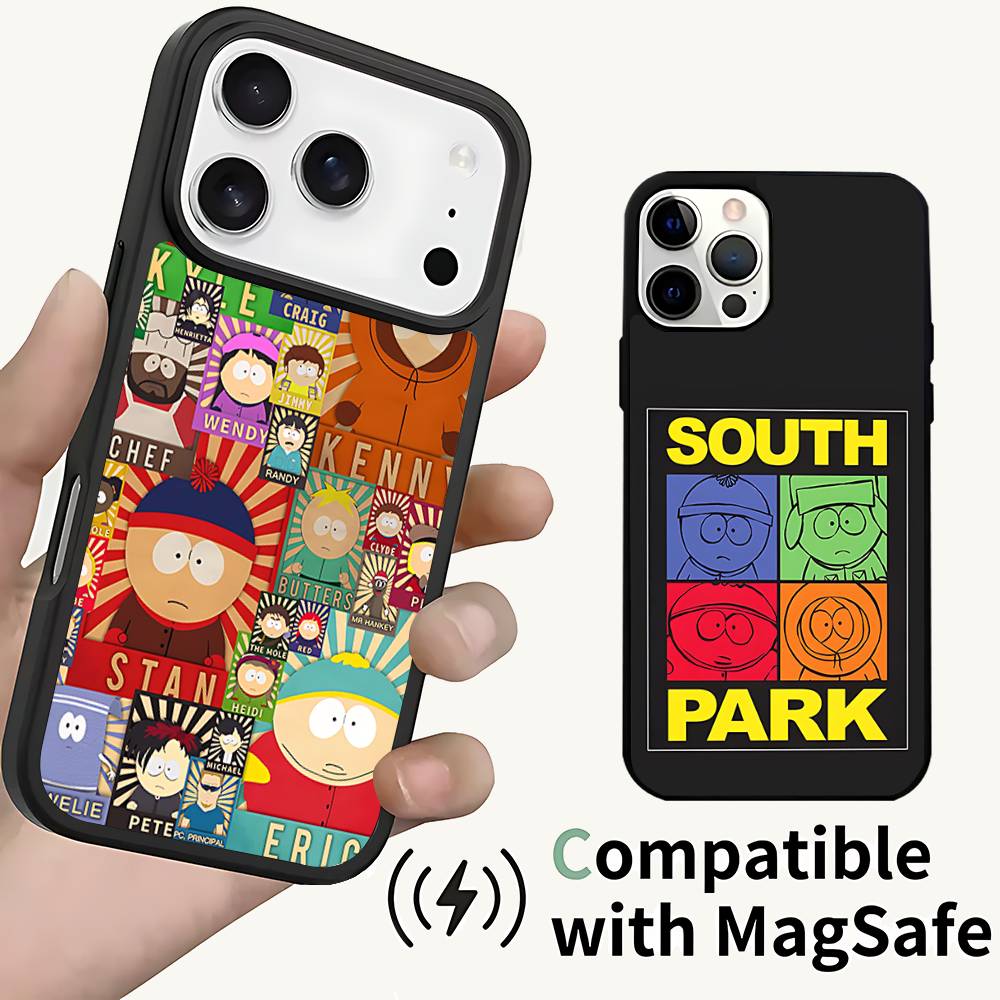 S-South Cartoon Park funny Magnetic Phone Case For IPhone 14 16 17 13 12 11 15 Pro Max Plus For Magsafe Wireless Charge Cover