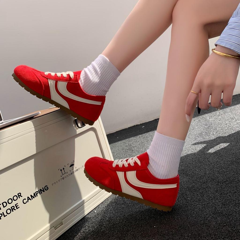 Красные немецкие тренировочные туфли женские новая весна женские туфли на плоской подошве ретро повседневные кеды спортивные туфли Форреста Гампа