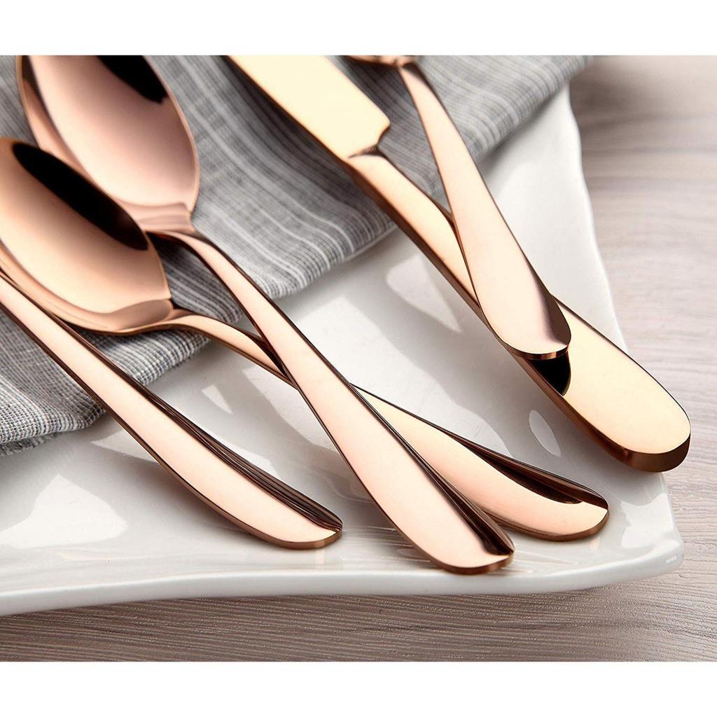 Набор столовых приборов из нержавеющей стали с зеркальной полировкой, покрытый розовым золотом, медный набор столового серебра, набор столовых приборов цвета розового золота