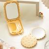 Square Cookie Mirror Mini Folding Compact Pocket Mirror Makeup Mirror with Comb Hair Accessories