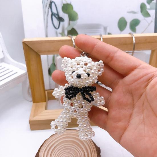 Брелок-подвеска в виде медведя и кролика из искусственного жемчуга, ручной работы, плетеный, легкий шарм, брелок для ключей, аксессуар для рюкзака/сумки