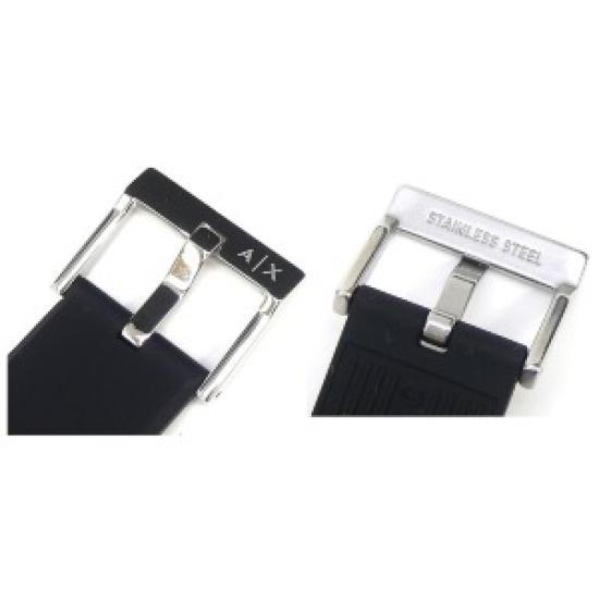 Часы кварцевые Armani Exchange AX4600 Classic Signature с открытой коробкой – Белый циферблат, черный силиконовый ремешок