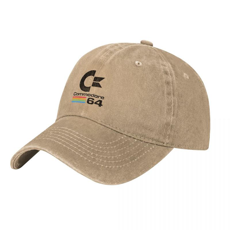 Commodore Retro Logo Washed Canvas Baseball Cap Classic Vintage Computer Gaming Hat Unisex Adjustable Fit Streetwear