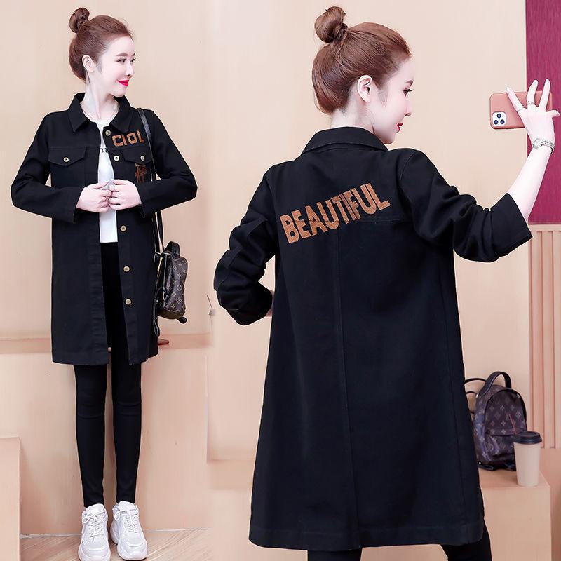 Джинсовая куртка из флиса утолщенная женская осенне-зимняя корейская версия облегающая средняя и длинная джинсовая одежда новая одежда с хлопковой подкладкой