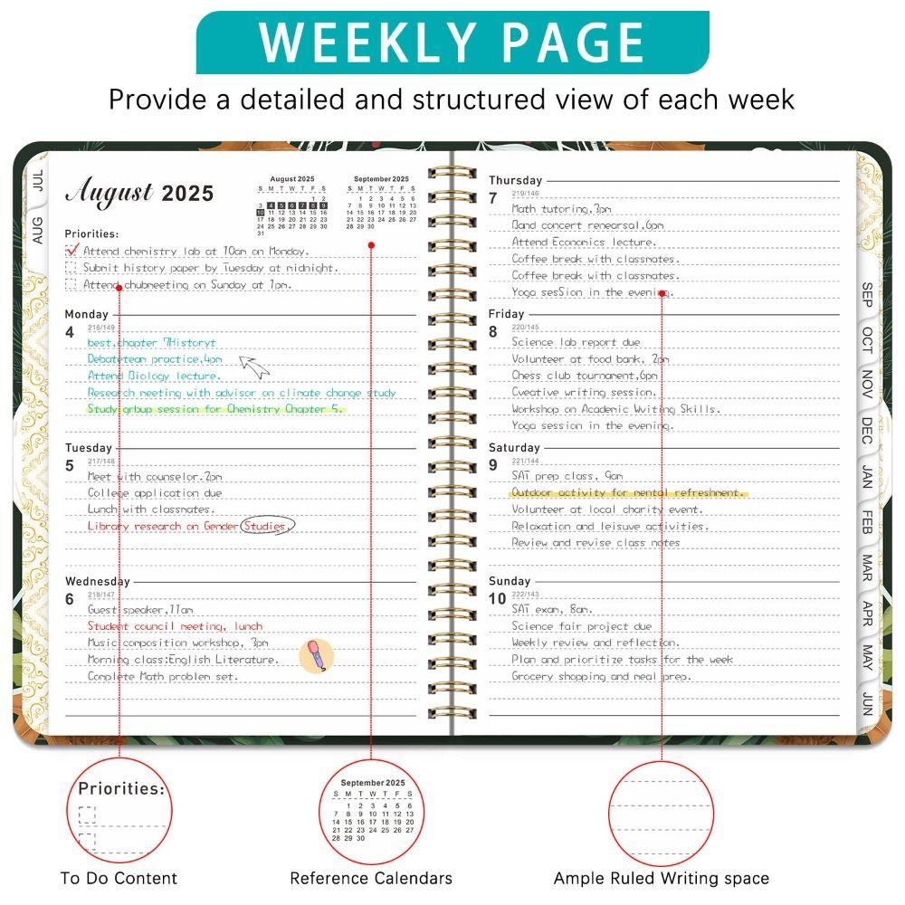 Список дел Расписание Планировщик Блокнот 12 месяцев Папка на кольцах Спиральный блокнот А5 Книга-ежедневник Бизнес