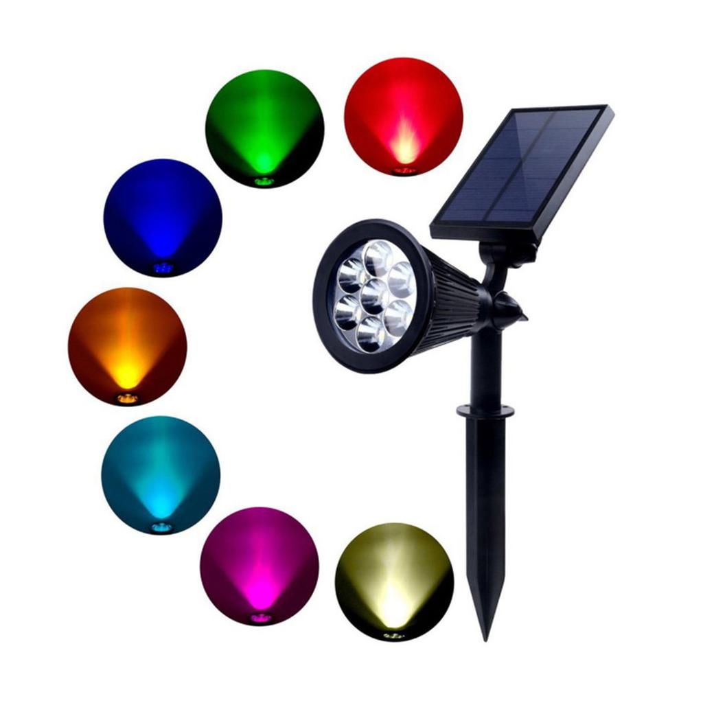 Waterproof 2pcs 7LED Solar Lawn Lights Spotlights Outdoor Garden Yard Landscape Spike Light