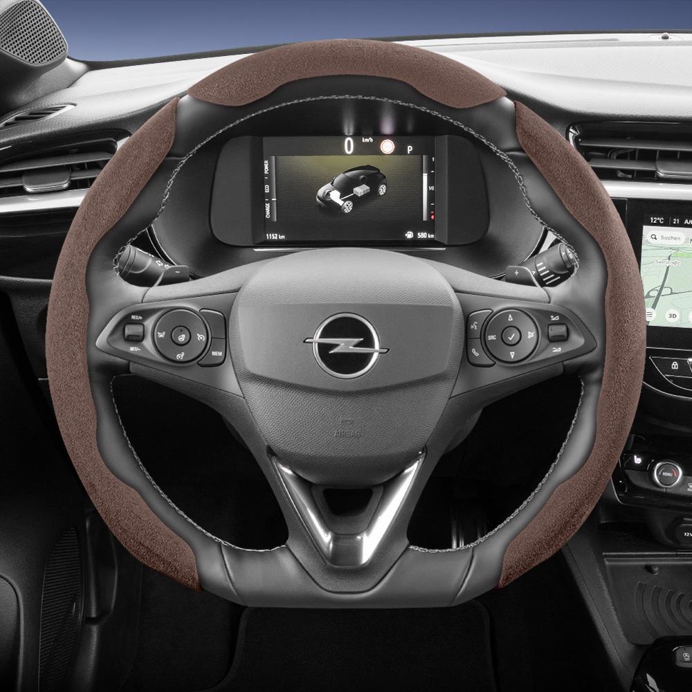 rzmup5 Suitable for Opel Sports Suede Steering Wheel Cover, Split Snap-On Anti-Slip Style, for Models Such as Corsa, Mokka, Astra, Grandland, Combo,