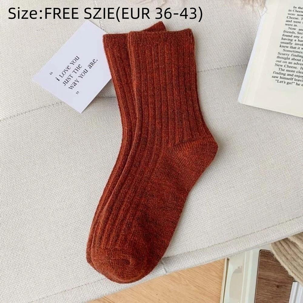 1 Pair Thicker Warm Thermal Crew Socks Comfortable Wool Socks Fashion Knitting Socks Women Girls