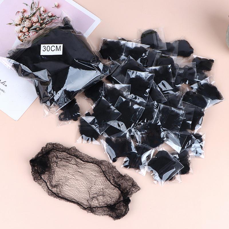 50Pcs Hair Net Black Elastic Bundle Hair Invisible Hairnet Mesh Bun Hair Net