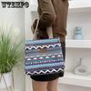 Canvas Lunch Box Handbags Aluminum Foil Insulated Work Hand-carried Lunch Bag Ethnic Style Retro Mommy Bags