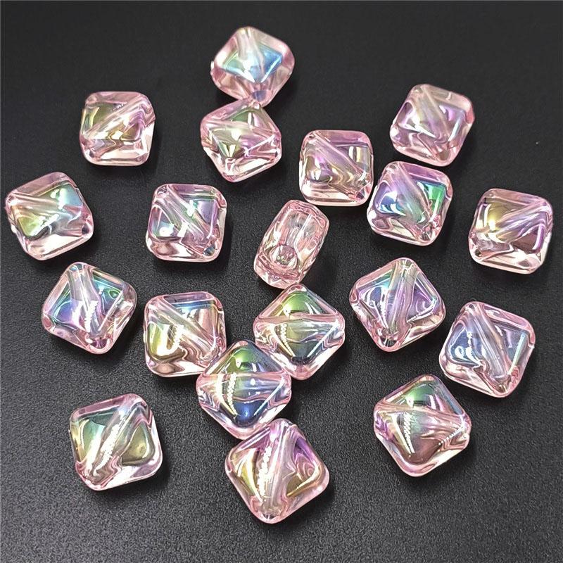 Изготовление ожерелья Мода Диагональное отверстие УФ ослепительный цвет Ручная работа Прозрачный 10 шт Материал Квадратные ювелирные изделия Аксессуары Бусины Акрил DIY Браслет