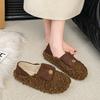 Французские ретро туфли на толстой подошве из овечьей шерсти женские осенне-зимние 2025 новые теплые и бархатные хлопковые туфли феи