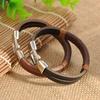 Men Vintage Wide Faux Leather Wristband Buckle Bracelet Cuff Jewelry Gift