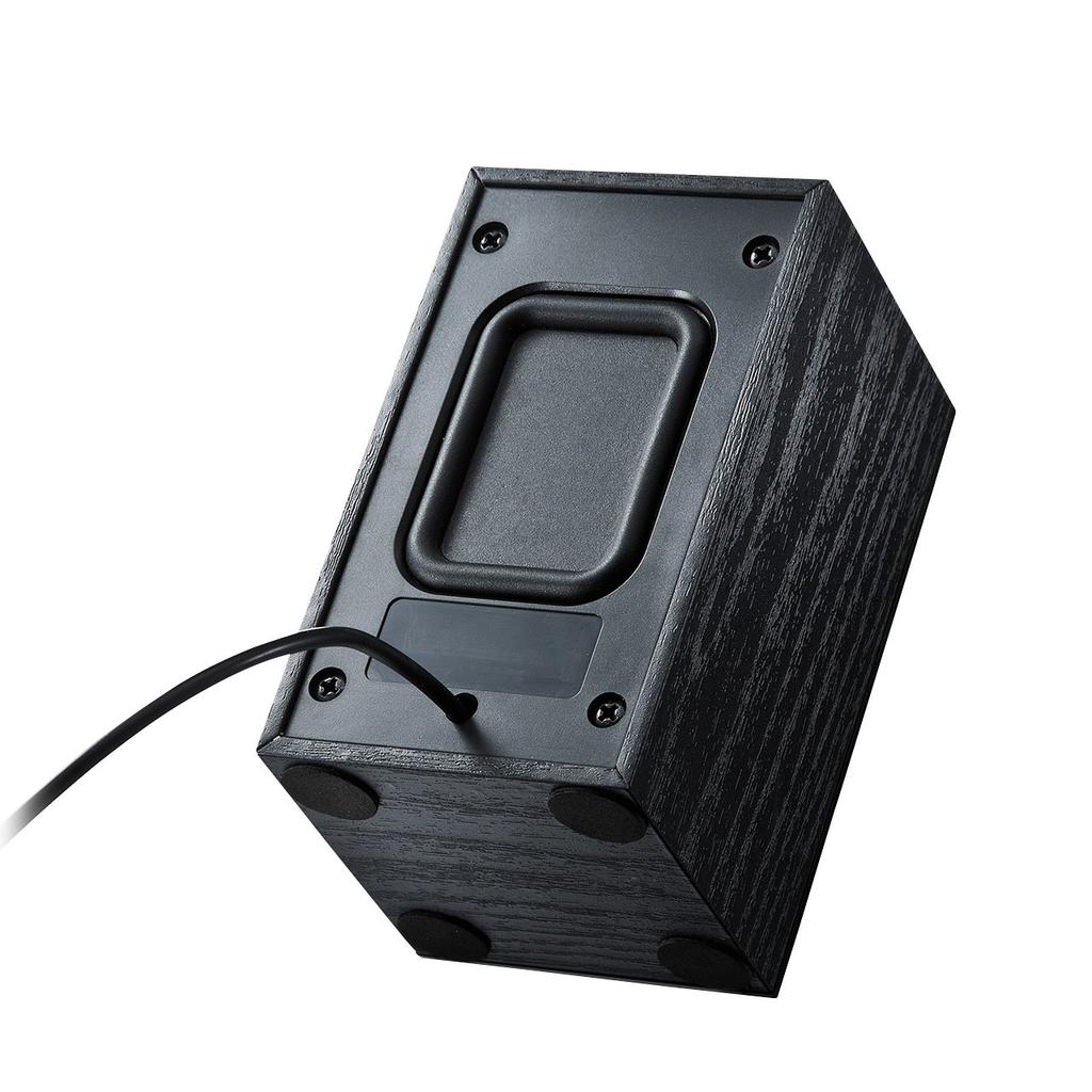 Sanwa Supply USB-динамик, деревянный корпус с пассивным радиатором, черный MM-SPU7BK