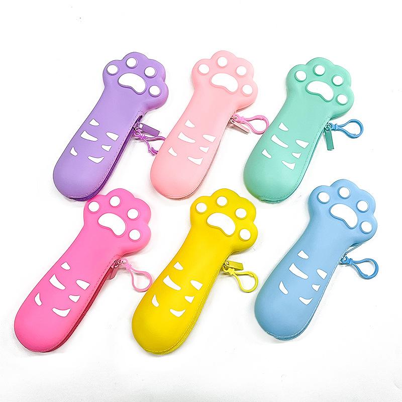 Cute Cat Paw Pen Case - Silicone Large Capacity Pen Holder - Children's School Supplies Bag