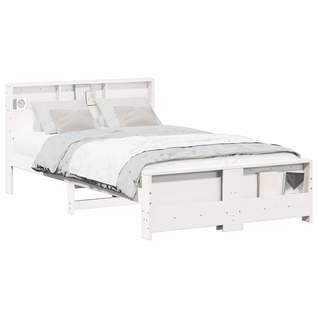 White Bed Frame with Headboard 120 x 190 cm Wood Based Material