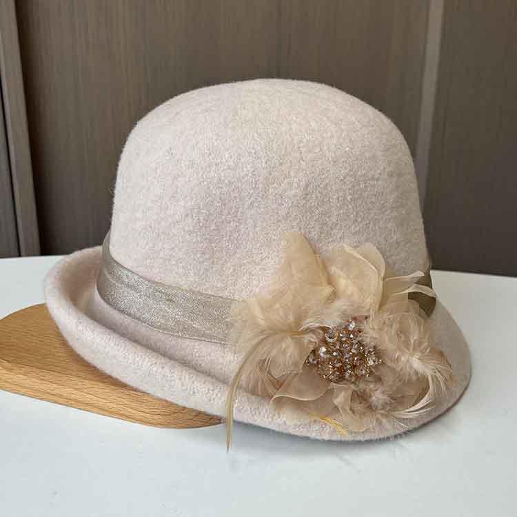British retro woolen woolen basin hat autumn and winter new thickened knitted bucket hat women's fashion curled mother hat