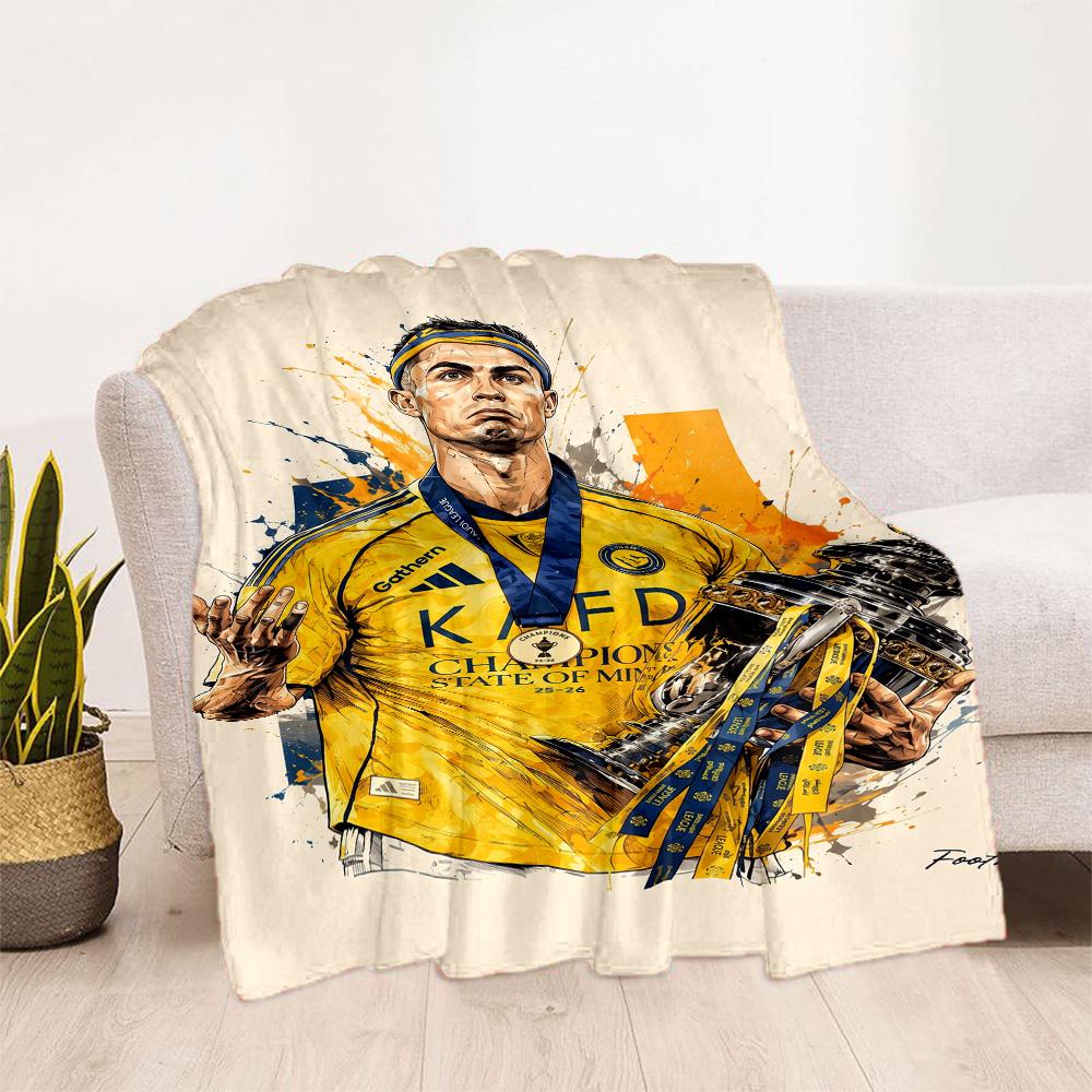 Ronaldo's Champion's Glory Celebration Blanket Comfortable Great for Picnics Seaside Office Chair for All Occasions Modern Gift for Travel Home Birthd