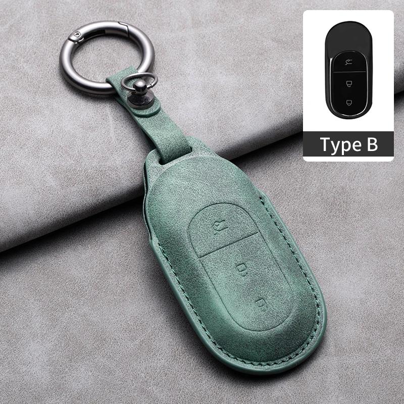 Leather Car Remote Key Case Cover for Leapmotor T03 S01 C11 for Leapmotor C01 T03 S01 C11 2023 Auto Key Shell Fob Keychain