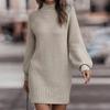 Women's Autumn and Winter Turtleneck Long-sleeved Casual Knitted Sweater Dress