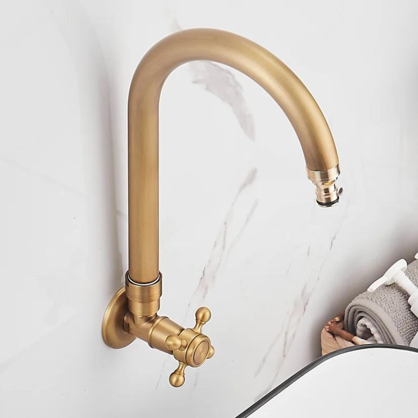 Настенный кран для уличного двора, антифриз, одна холодная вода, раковина, каменная раковина, медная вилла, уличный антифризный кран